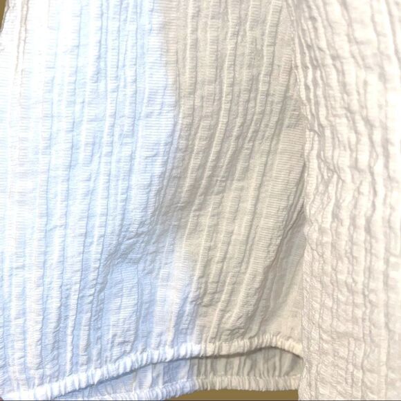 Lane Bryant white top with tie in front and elastic on short sleeves! - Picture 3 of 8